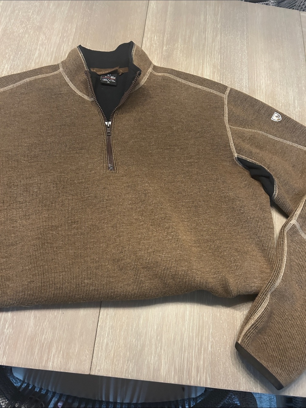 Kuhl Men's Brown Half-Zip Pullover Sweater lined w fleece